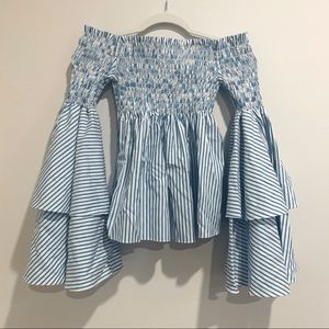 Off the Shoulder Ruffle Sleeve Top